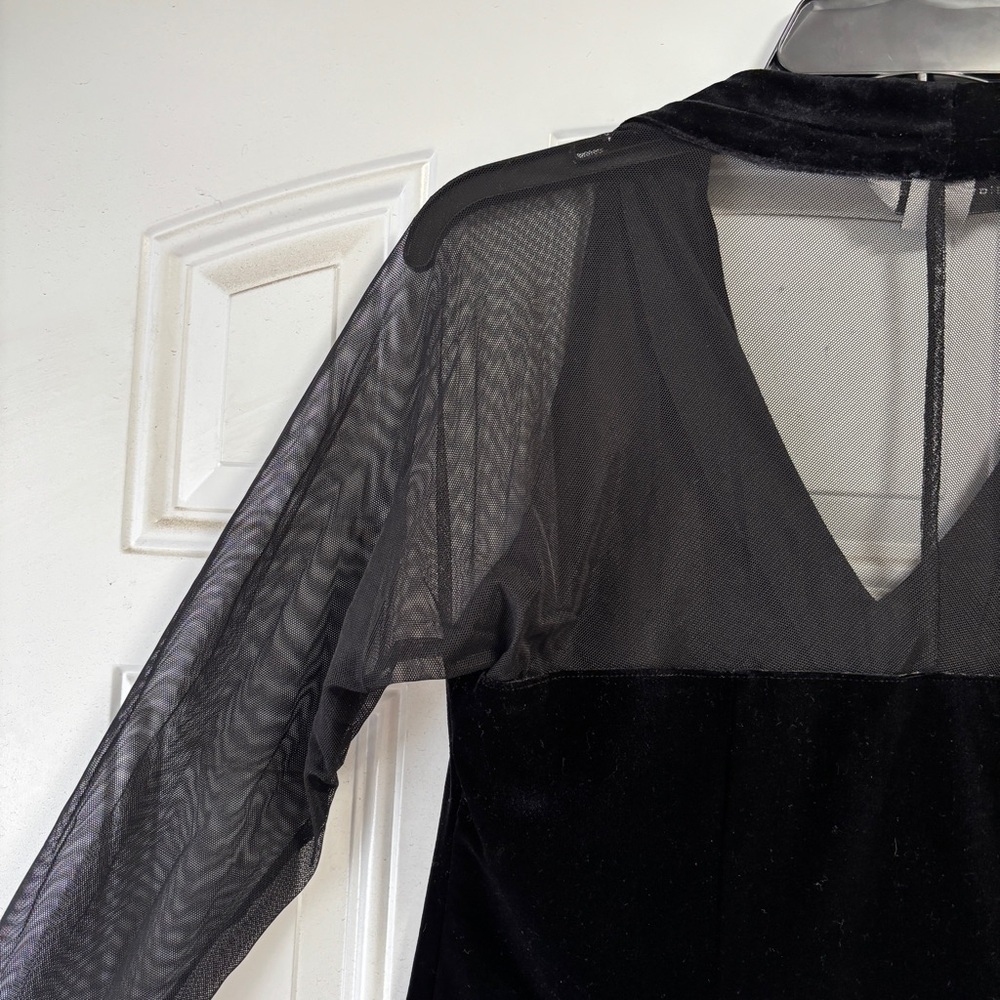 Beaded Black Mesh Long Sleeve Top Size 10 - Picture 9 of 9